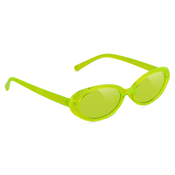 Glassy Stanton Lime sunglasses with polarized lenses and transparent frames on a white background.