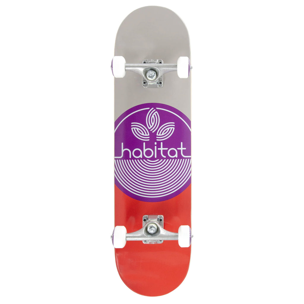 A HABITAT LEAF DOT PURPLE COMPLETE skateboard from Habitat brand.