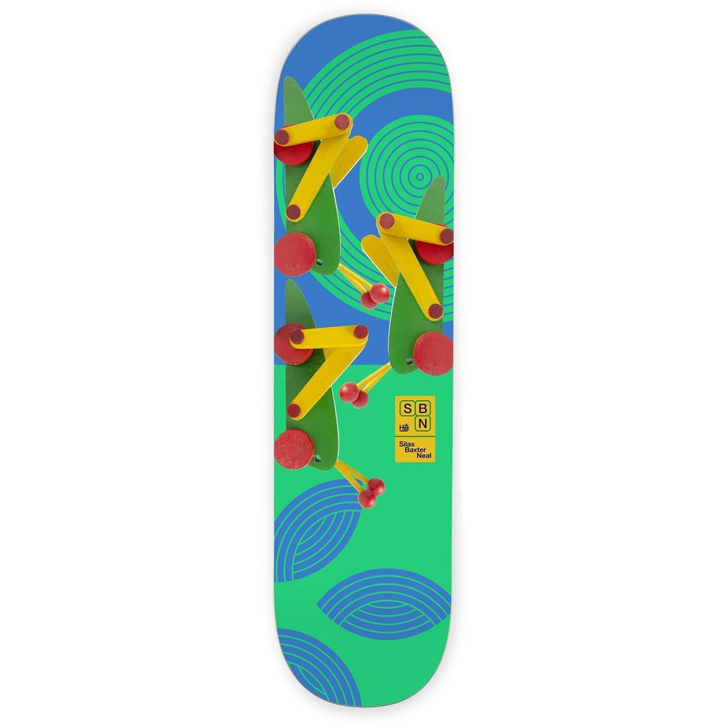 A Habitat skateboard with a colorful design on it.