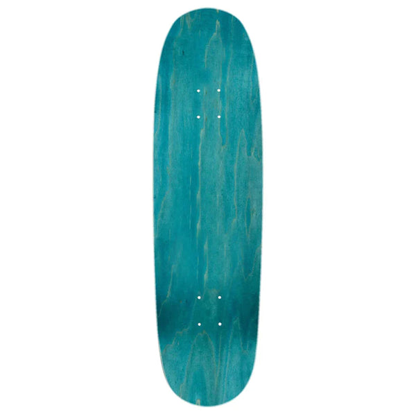 A blue HABITAT skateboard deck with a minimalist "Dark Side of the Moon" design.
