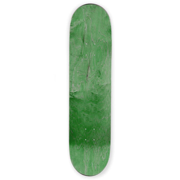 A plain green skateboard deck with a textured appearance inspired by the WISH YOU WERE HERE, featuring no visible branding or graphics from HABITAT X PINK FLOYD.