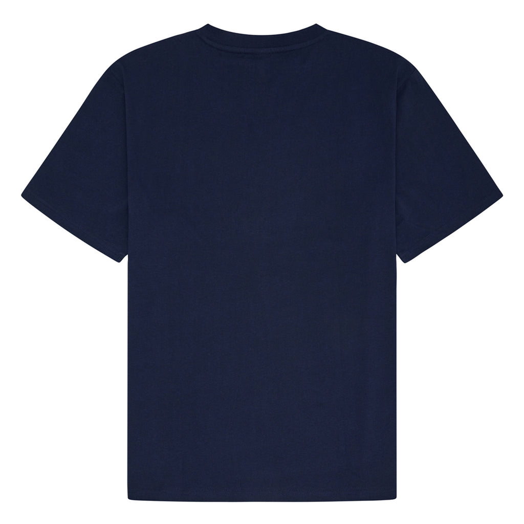 Back view of a plain, dark navy HELAS x Nautica Thibault Tee against a white background.