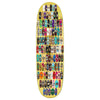 The HEROIN 100TH EGG skateboard deck features a yellow base with a grid of vibrant skateboard graphics, including the number 88, and is crafted from durable North American Hard Rock Maple. Width: 9.125".