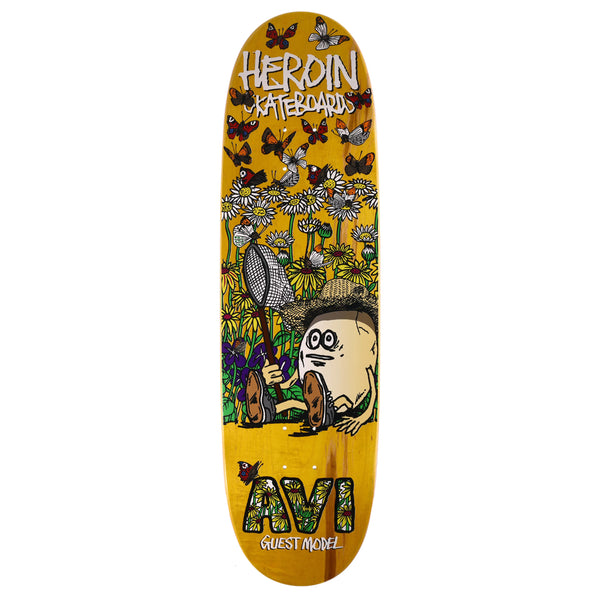 graphic skateboard with veneer stained background