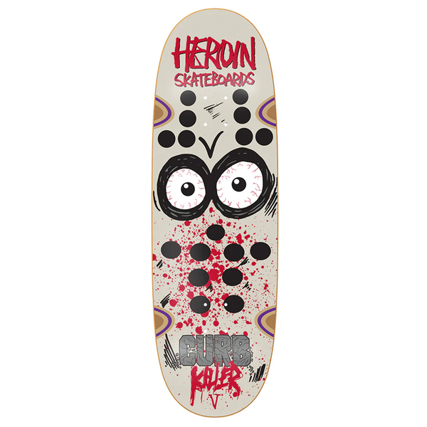 A skateboard featuring the HEROIN CURB KILLER 5 SYMMETRICAL owl image from BAKER.