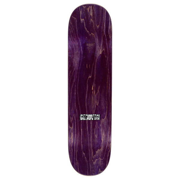 A purple HOCKEY skateboard with a white logo on it featuring digital print.