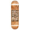 A HOCKEY DONOVON DIVINE CHILD skateboard deck with intricate carvings and a woodgrain finish.