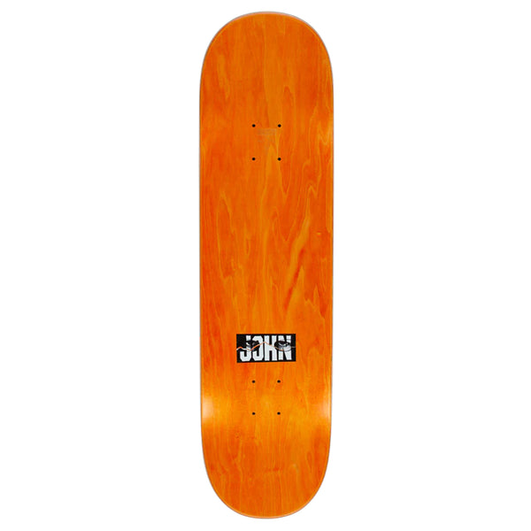 A HOCKEY FITZGERALD RAW MILK skateboard with an orange HOCKEY logo on it.