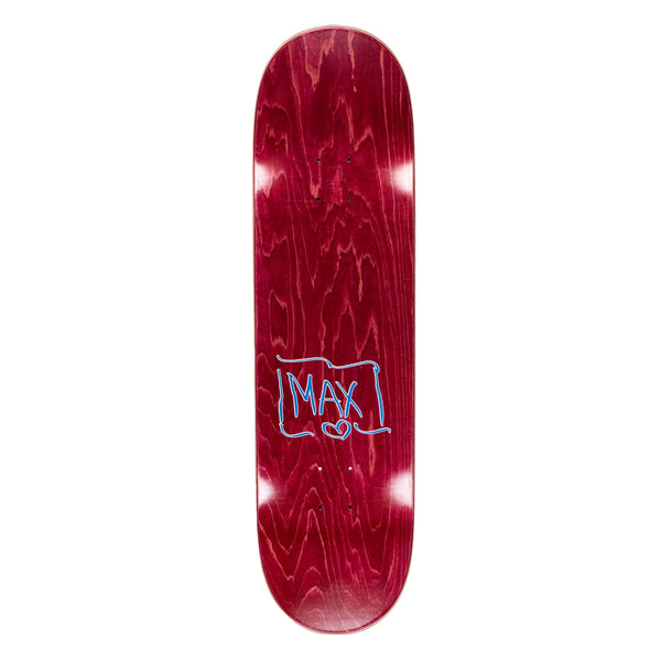 A red LIMOSINE skateboard with the word MELT on it.