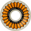 The BONES X-FORMULA V5 SIDECUT 52MM 95A ORANGE skateboard wheel features a bold orange geometric design, offering stylish and reliable all-terrain performance for skaters seeking both looks and quality.