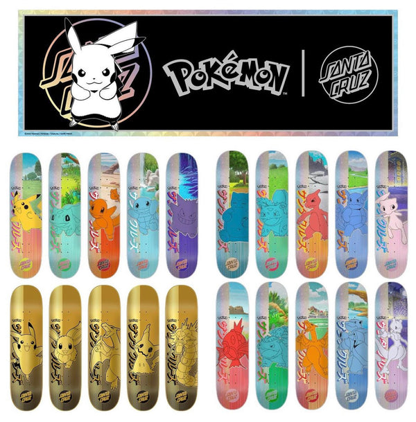 A collection of SANTA CRUZ X POKEMON BLIND BAG DECK nail polishes with different designs.