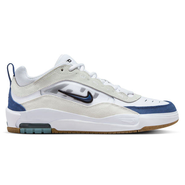 A white and blue nike AIR MAX WHITE / NAVY-SUMMIT WHITE-BLACK sneaker with a distinctive swoosh logo on the side.