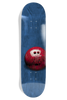 A JACUZZI UNLIMITED FOURTH STREET BOWL skateboard crafted from North American Maple with a blue wood grain design and a glossy red bowling ball graphic positioned at the lower end.