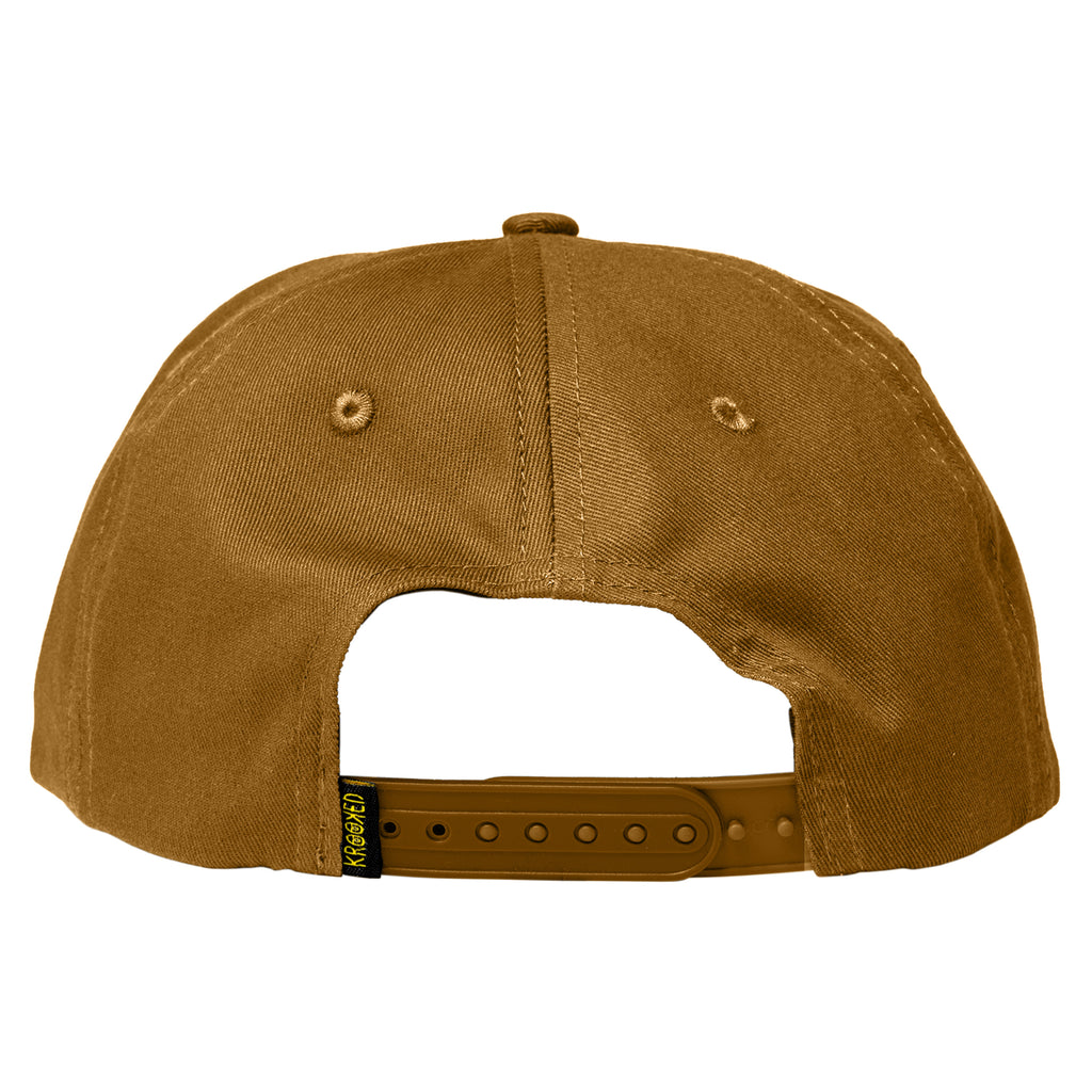 The back view of a KROOKED LADYBUG SNAPBACK BROWN baseball cap.