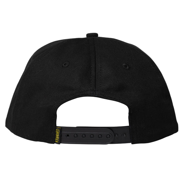 The back of a KROOKED STYLE KR SNAPBACK BLACK hat, exuding style.