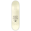 The KROOKED UNA BUTTERFLY CALL skateboard deck, 8.5" wide, features black motivational text in the center and a small smiling face doodle near the bottom.