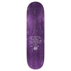 The KROOKED CERNICKY SNAKE BITE skateboard deck (8.38", purple) features bold white text: "Learn new tricks. Learn harder tricks. Go em faster. Do em more powerful. Do em more successful. Do em. Don't get hurt.