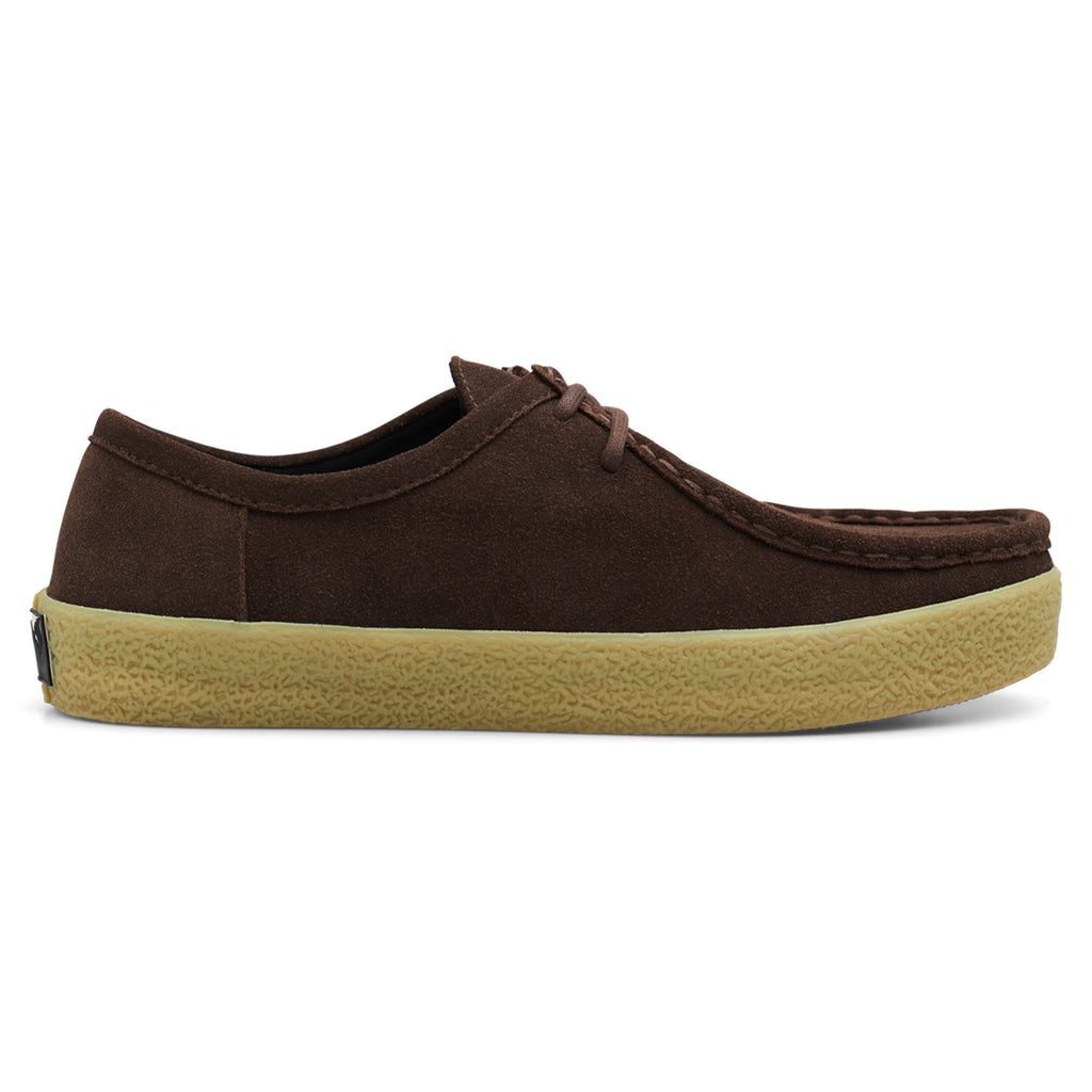 The Last Resort AB VM006 Moc Brown / Gum shoe offers a brown suede lace-up design with a suede upper, textured rubber sole, and enhanced comfort thanks to its Cloudy Cush insole.