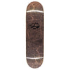 A LIMOSINE skateboard with a snake skin pattern on it, designed by Max Palmer.