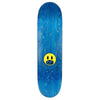 A blue LIMOSINE skateboard with a smiley face on it, featuring a high-quality digital print.