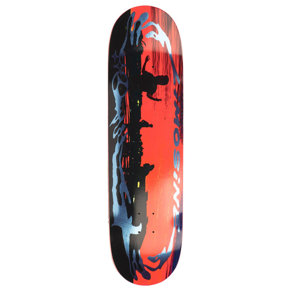 This LIMOSINE skateboard features a High Quality Digital Print of a skateboarder riding a skateboard, creating an eye-catching design.