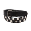 A LOOSEY CHECKERED STUD FINDER BELT with silver spikes and an embossed logo.