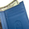 A LOOSEY CHAIN GANG WALLET BLUE by Loosey with a $100 bill partially visible in the pocket.