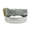Loosey LOOSEY CROC SKIN BELT SILVER featuring a silver faux croc skin design, gold buckle, and an engraved logo on the label.