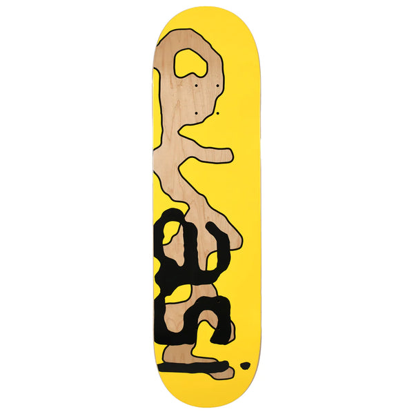 A QUASI skateboard with yellow and black writing.