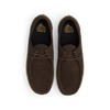 Introducing the LAST RESORT AB VM006 MOC BROWN / GUM from Last Resort AB—a stylish pair of moccasin-style shoes featuring a luxurious brown suede upper, equipped with laces and showcasing an embossed logo on the insole. Enjoy unparalleled comfort with its Cloudy Cush insole.