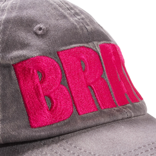 A close up of a Carpet Co. Brat Logo Hat in black denim.