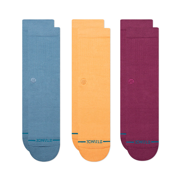 A group of LARGE colorful Stance socks, including the Stance Socks Icon 3 Pack Dragon Large design.