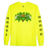 A METAL MEDUSA LONG SLEEVE TEE SAFETY GREEN adorned with an image of a snake.
