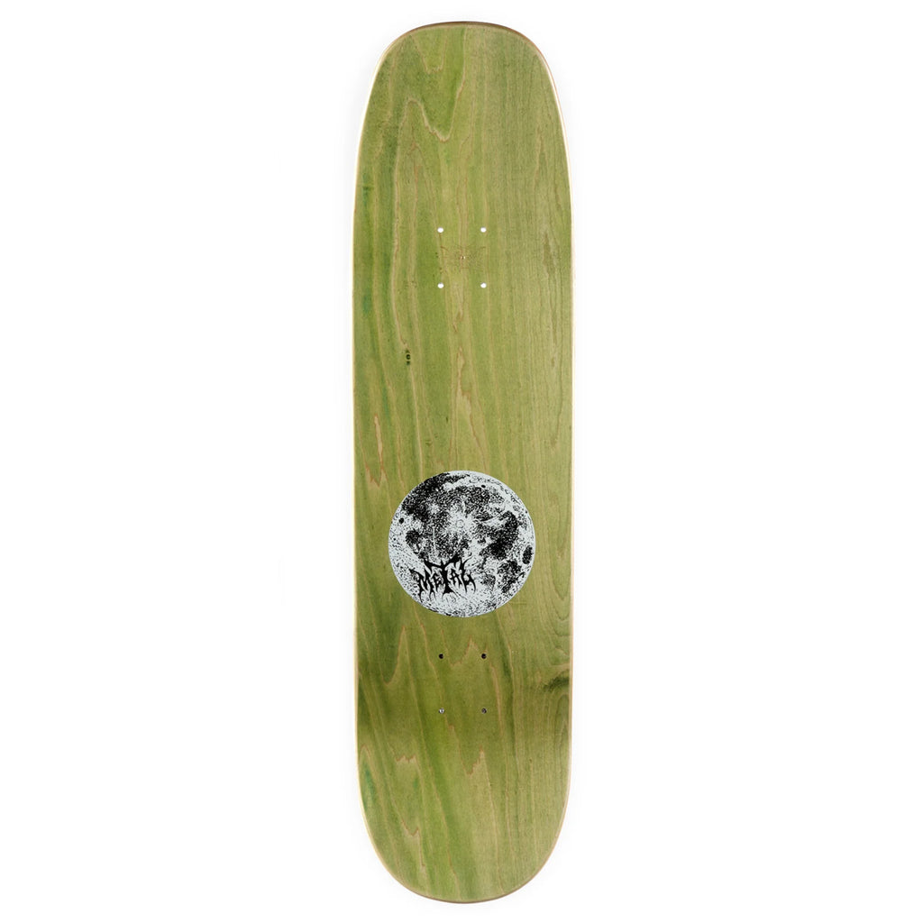 A skateboard with a moon on it is the METAL SOLSTICE skateboard from the brand METAL.