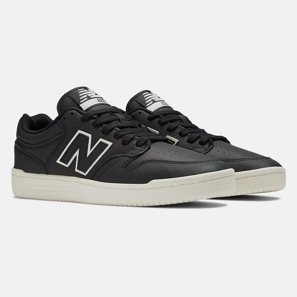 NB Numeric sneakers in black and white from the NB Numeric 480 "YIN" Black/Sea Salt collection.