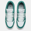 Top view of NB Numeric 480 sneakers in vintage teal and white, featuring perforated toes, a visible logo on the tongue, and ABZORB in-sole for enhanced comfort.