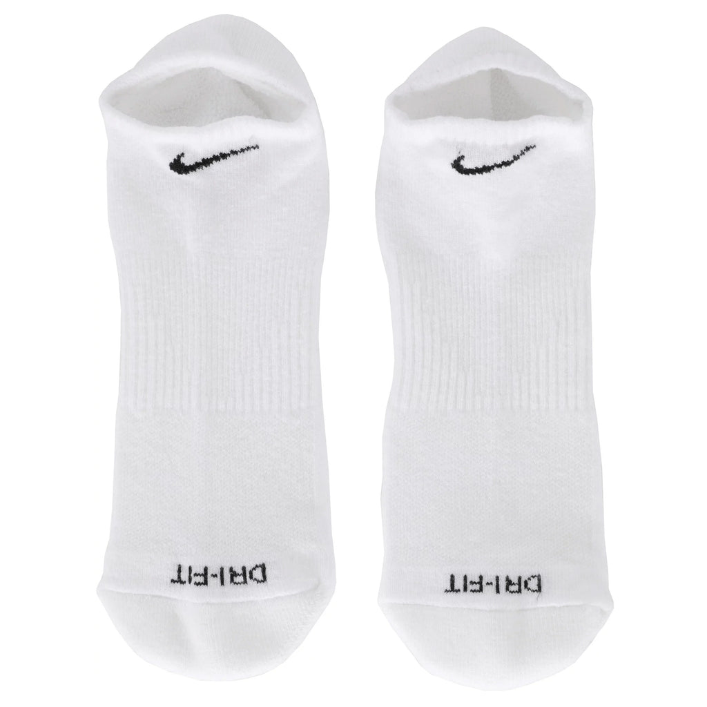 Nike men's low-top sock - Dri-Fit can be replaced with the product name "NIKE EVERYDAY NO SHOW SOCKS 3PACK WHITE LARGE" and the brand name "nike".