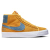 The NIKE SB BLAZER MID PRO GT UNIVERSITY GOLD / GAME ROYAL in yellow and blue showcases a timeless design.