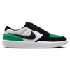 The NIKE SB FORCE 58 WHITE / BLACK-STADIUM GREEN-WHITE by Nike showcases green, white, and black panels with a bold black swoosh. Its cupsole ensures durability and comfort, drawing inspiration from heritage basketball with a sleek white sole.