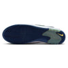The image shows the sole of the NIKE SB ISHOD 2 AIR MAX in University Red/Black-Amarillo-Navy, featuring blue wavy tread patterns, a semi-translucent section, and a yellow Nike swoosh near the heel.