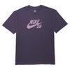 Dark raisin skate T-shirt featuring a pink Nike SB logo on the front, showcased against a white background.