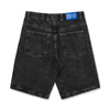 A POLAR black jean shorts with a blue label on the back.
