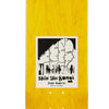 The POLAR SANBONGI FANZILLA P9 skateboard deck by POLAR is yellow and showcases abstract black-and-white line art of overlapping faces, with "Shin San Bonqi Polar Skate Co." printed at the bottom.