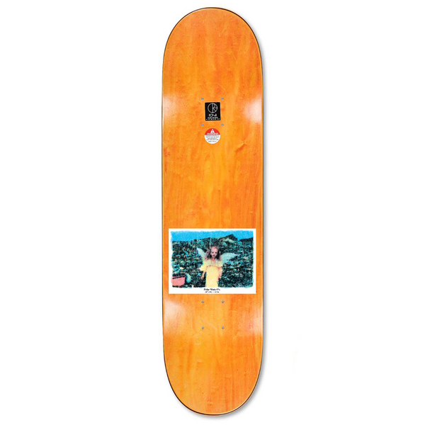 A POLAR skateboard with a picture of a person on it.