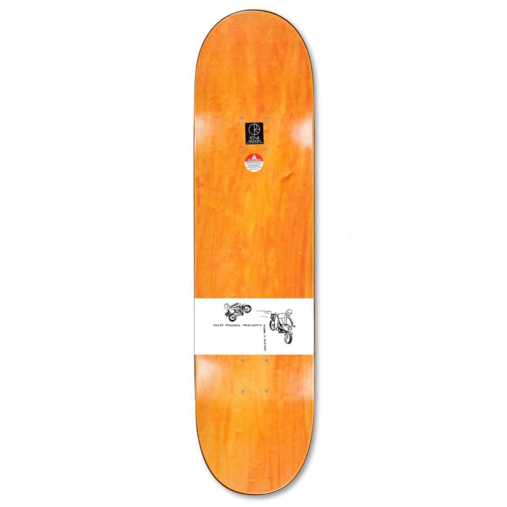 A POLAR skateboard with an image of a POLAR ROZENBERG WEST HARBOUR on it.