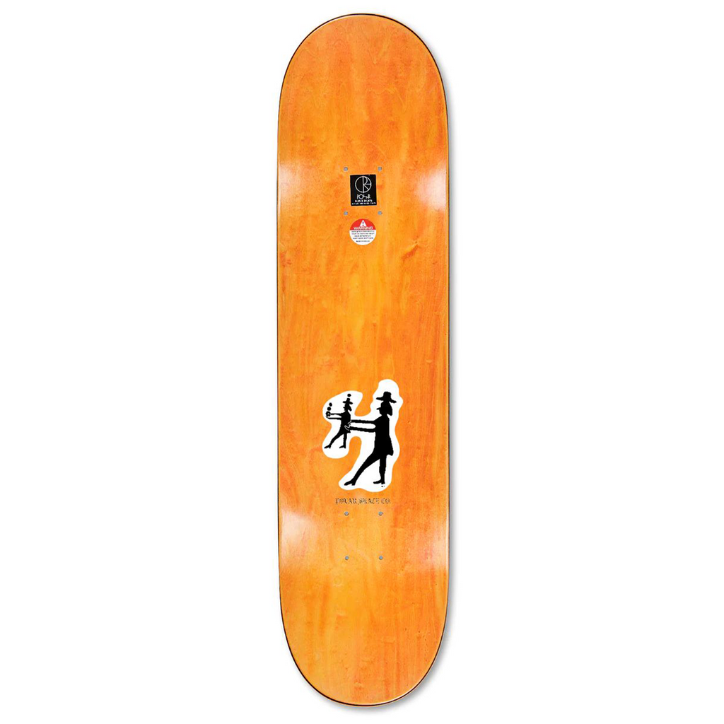 A POLAR skateboard with a silhouette of a man and a woman.