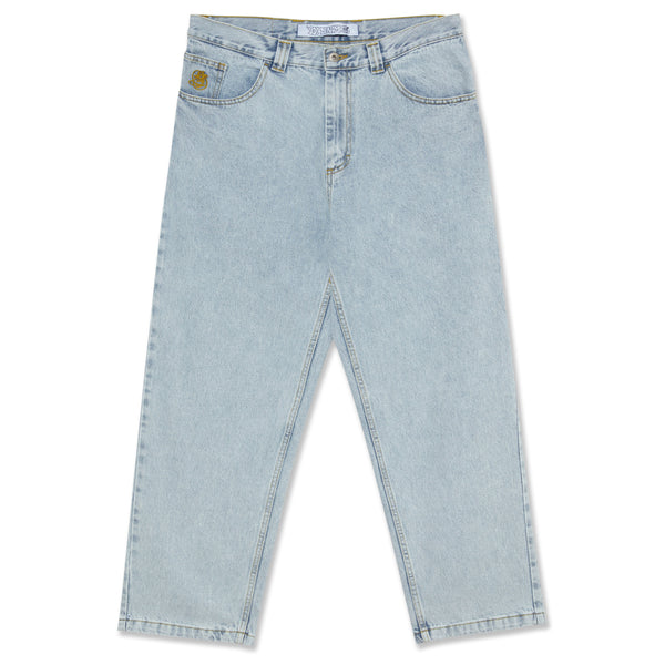 A pair of POLAR '93! DENIM LIGHT BLUE jeans made of cotton, featuring a YKK Zipper.