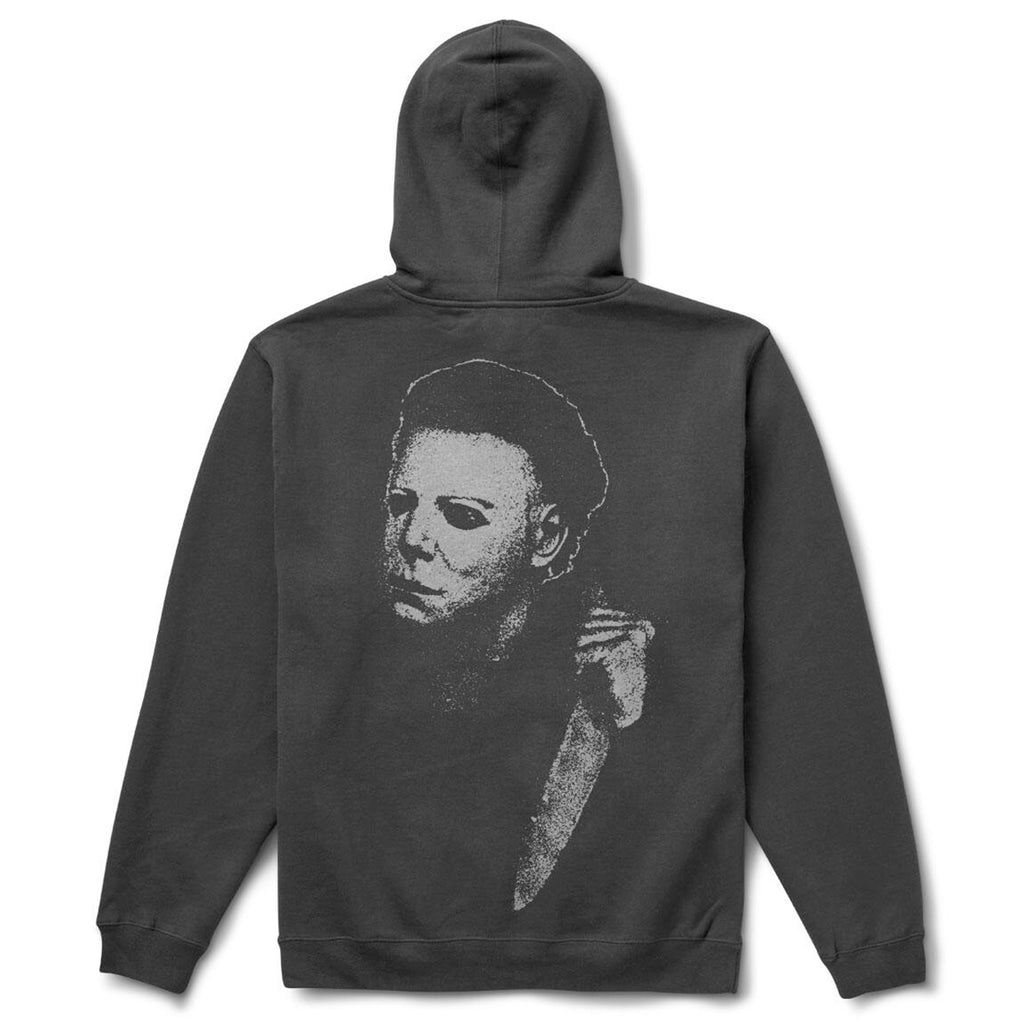 A PRIMITIVE MYERS HEAVYWEIGHT HOODIE BLACK with an image of Michael Myers, the slasher.
