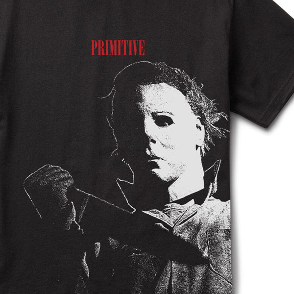 A PRIMITIVE SLASHER HEAVYWEIGHT TEE BLACK featuring the image of Michael Myers.