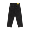 A pair of POLAR '93! DENIM SILVER BLACK jeans with a yellow label from the brand POLAR.